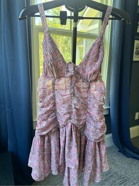 NWT For Love & Lemons Kacey Mini Dress Pink Floral Size XL